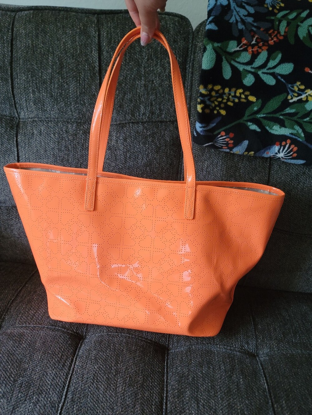 Kate Spade Perforated Spade Neon Orange Tote - Picture 11 of 15